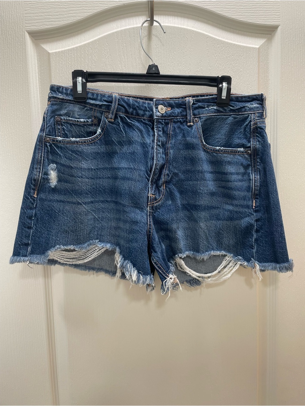 American Eagle Outfitters Distressed Dark Blue Denim Shorts